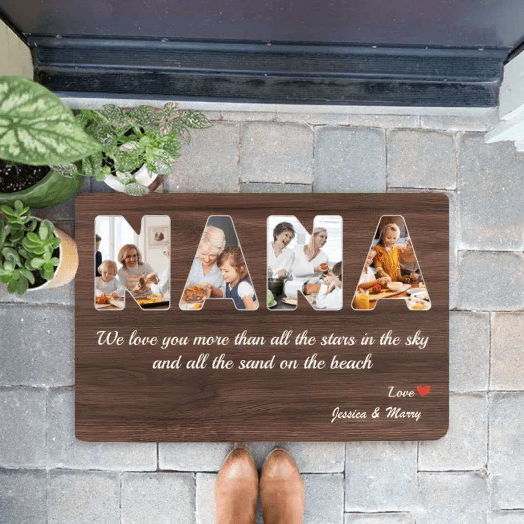 NANA Custom Photo - Customizable Dark Wood Background Doormat 733437 - D - DiyGiftly