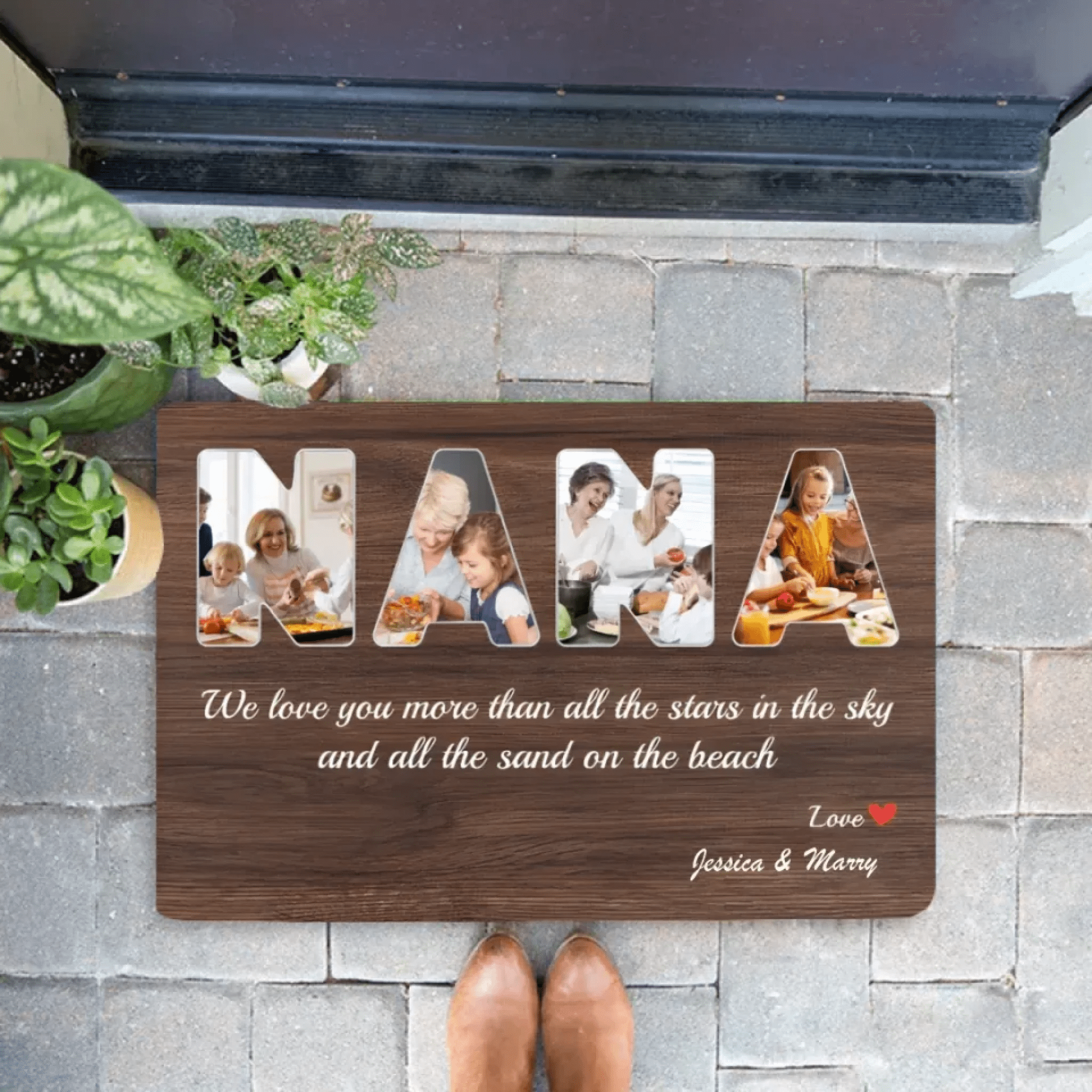 NANA Custom Photo - Customizable Dark Wood Background Doormat 733437 - D - DiyGiftly