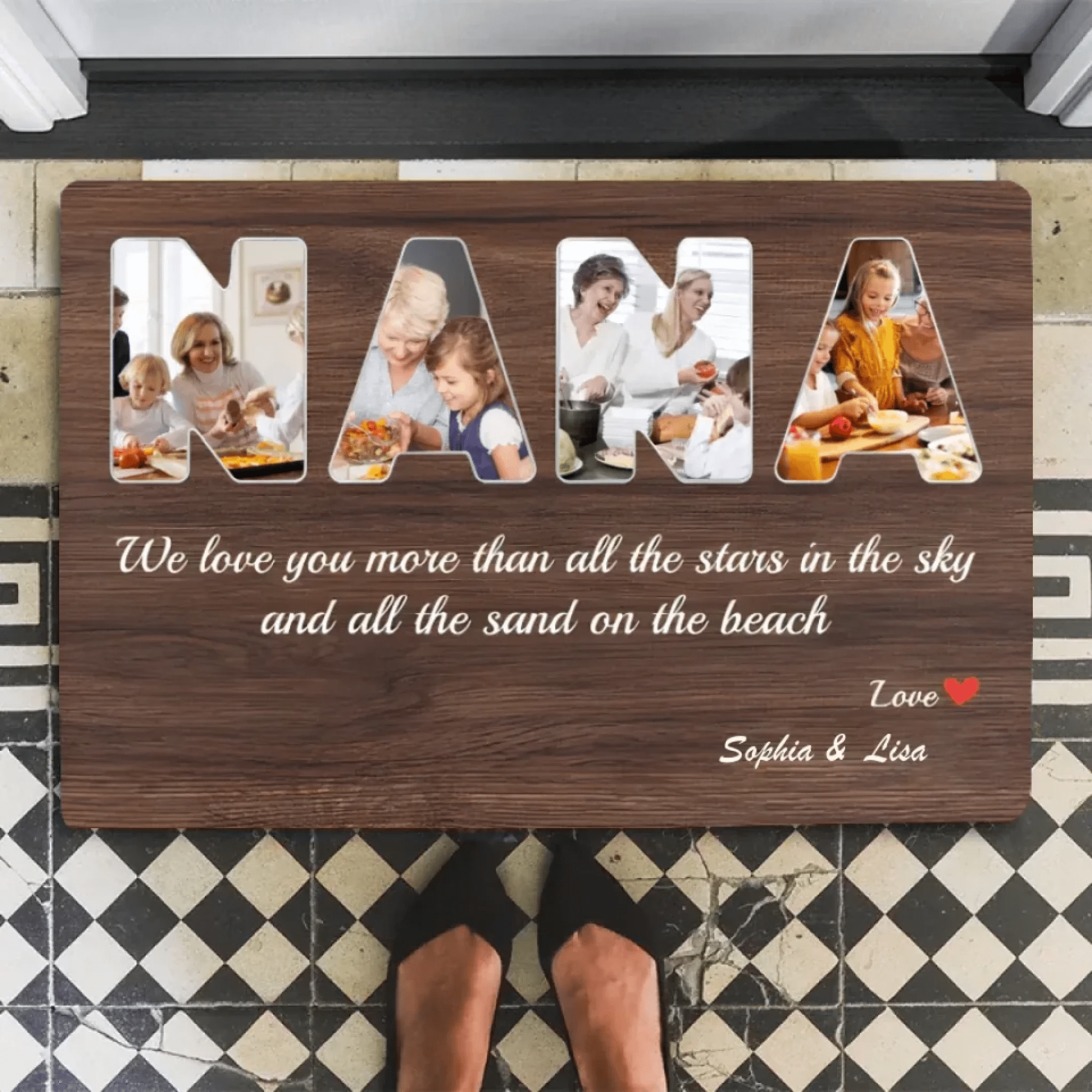 NANA Custom Photo - Customizable Dark Wood Background Doormat 733437 - D - DiyGiftly