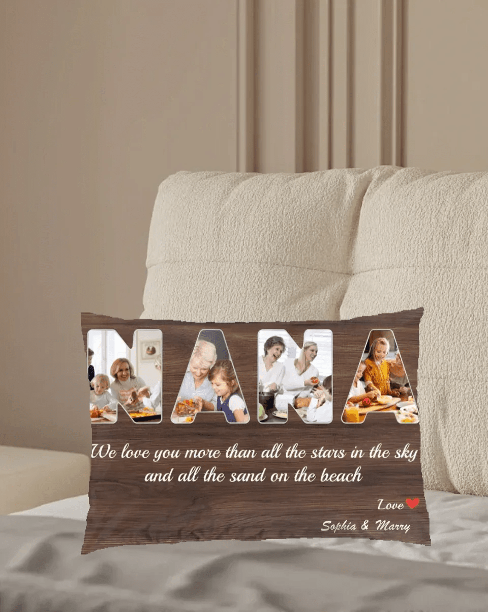 NANA Custom Photo - Customizable Dark Wood Background Pillow 733437 - B - DiyGiftly