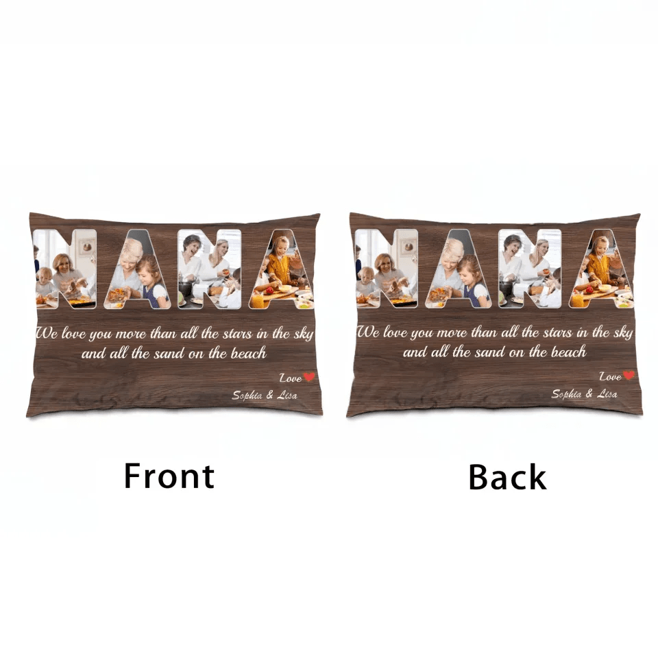 NANA Custom Photo - Customizable Dark Wood Background Pillow 733437 - B - DiyGiftly