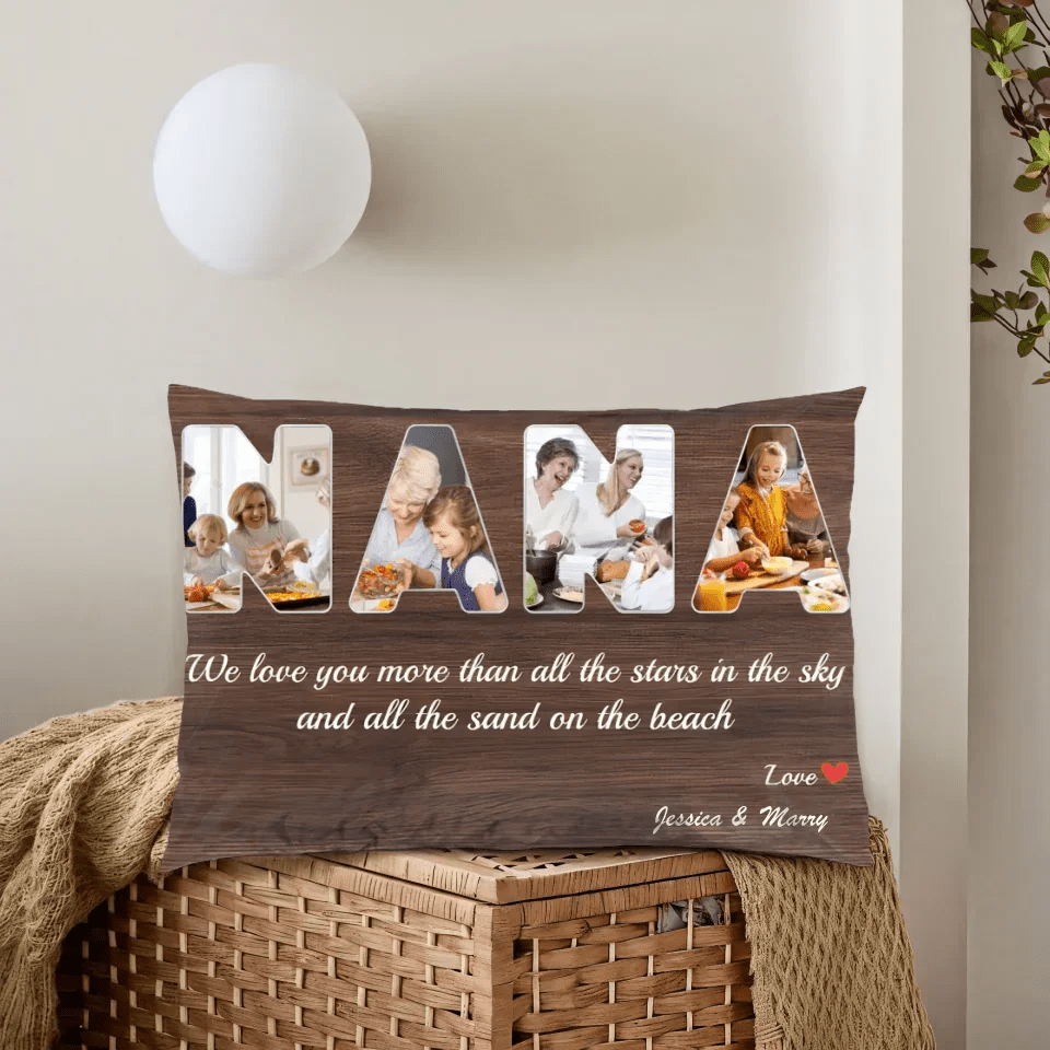 NANA Custom Photo - Customizable Dark Wood Background Pillow 733437 - B - DiyGiftly