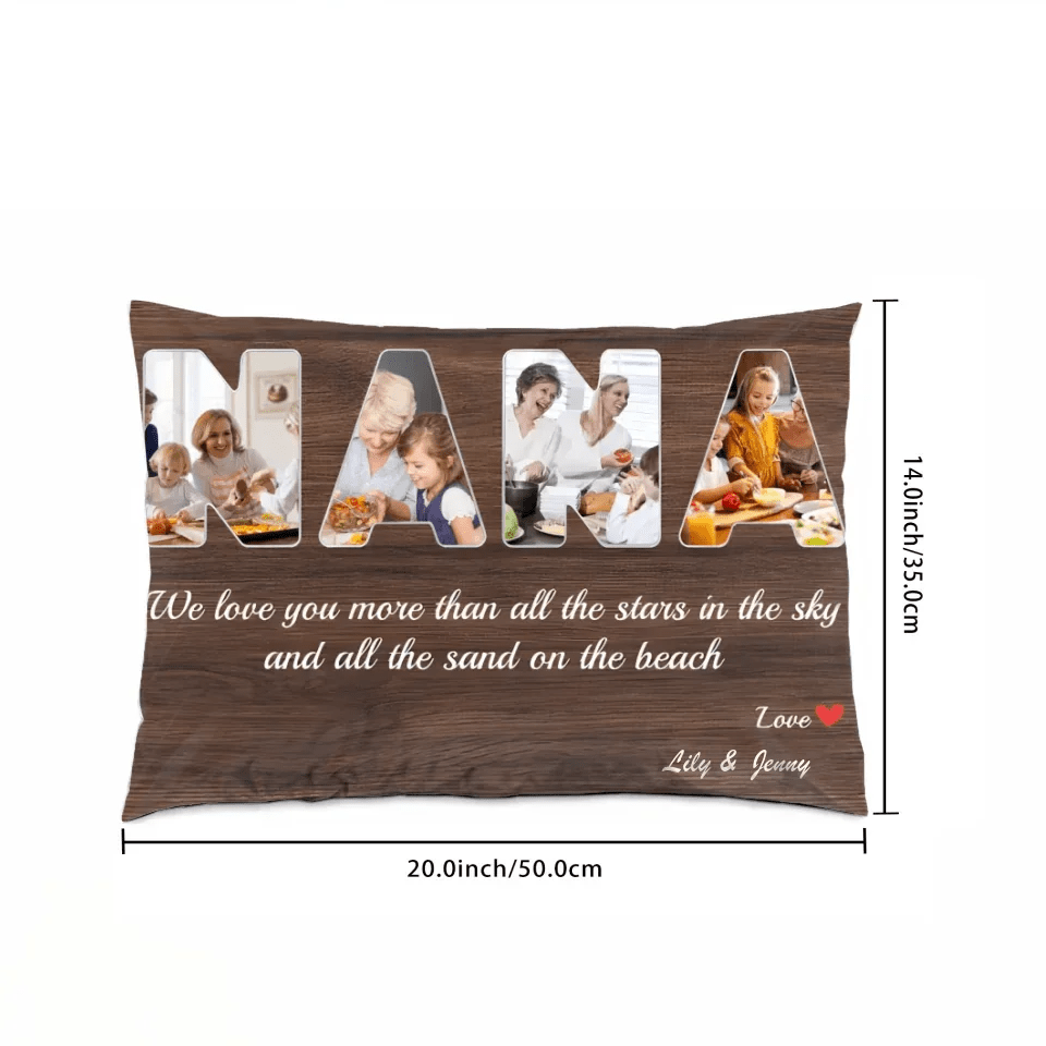 NANA Custom Photo - Customizable Dark Wood Background Pillow 733437 - B - DiyGiftly