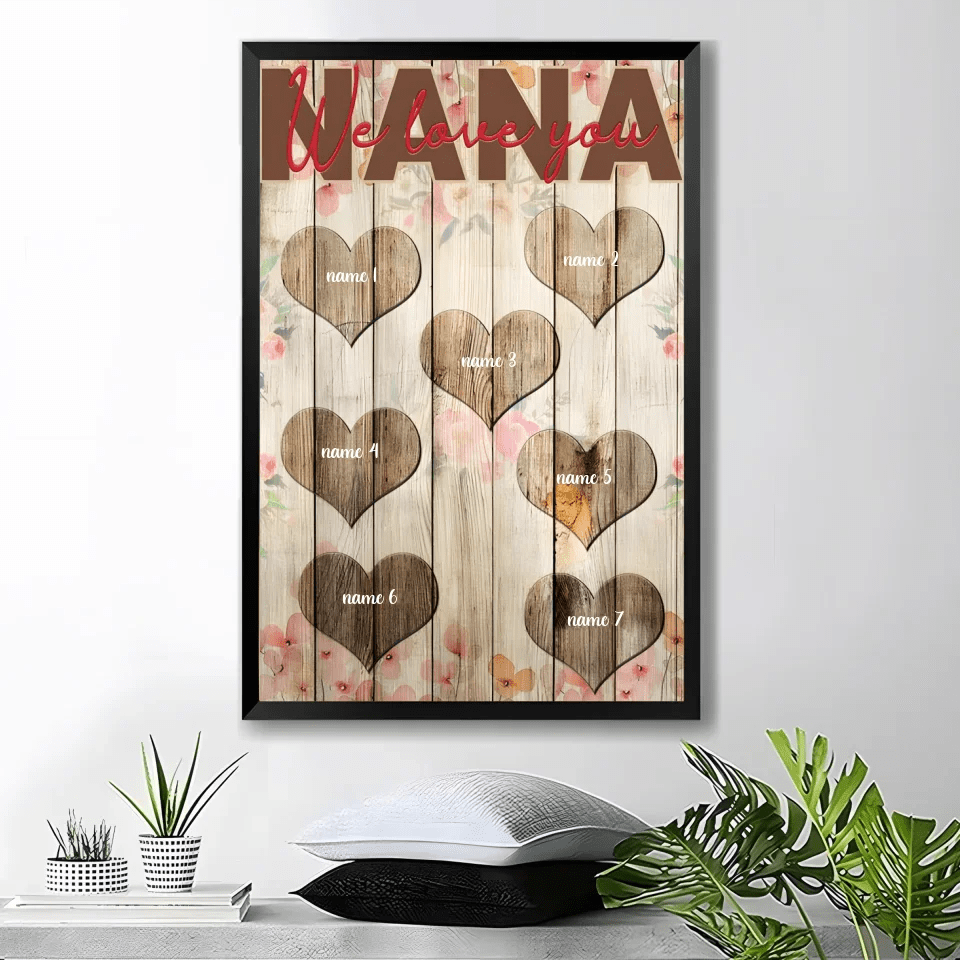 nana we love you poster personalized names custom name design mothers day gift for grandma