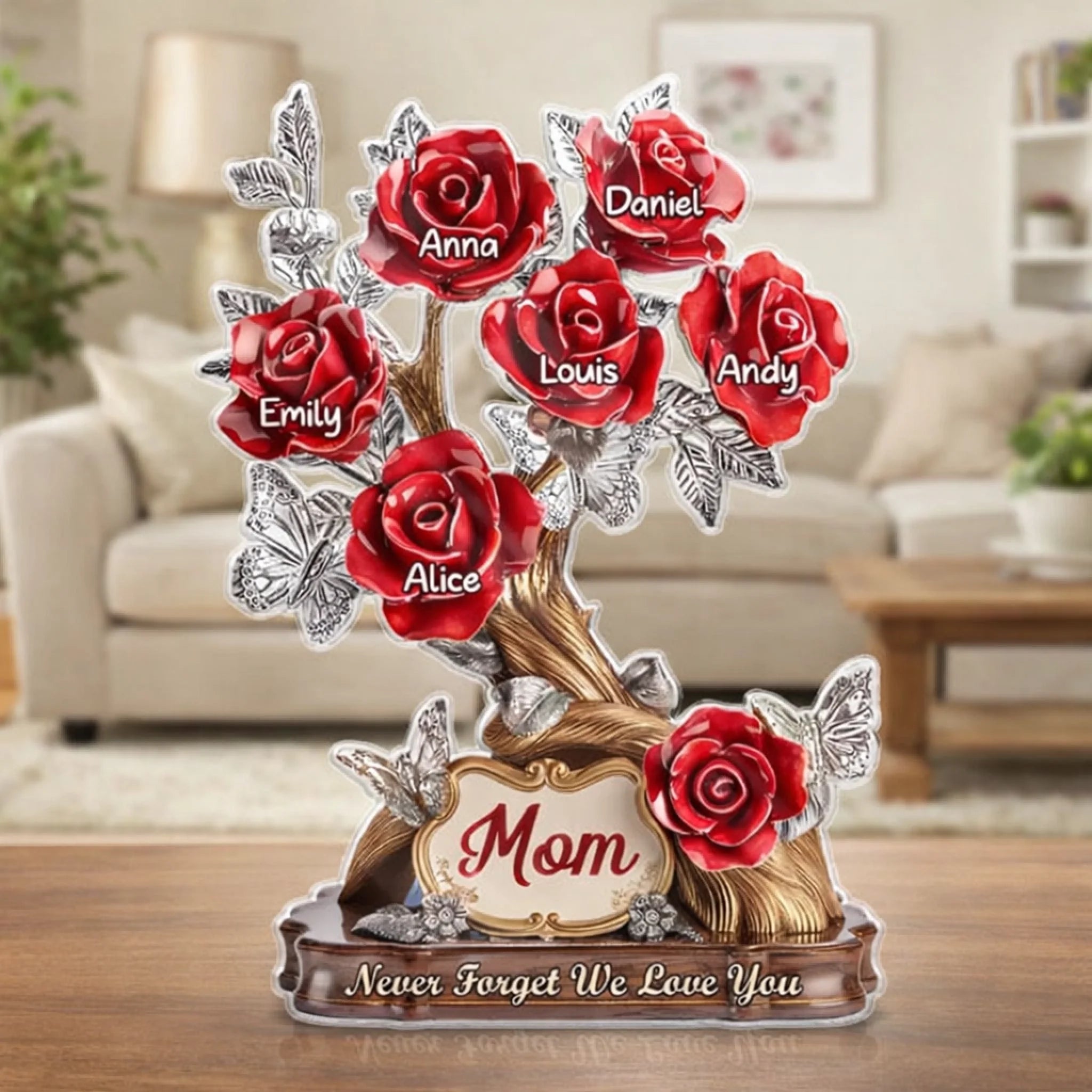 "Never Forget We Love You" - Personalized Acrylic Plaque with Custom Photo & Names for Home Display 1128534 - DiyGiftly