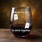 Long Distance Whiskey and Wine Glass Set with Personalized State Map Couple Design