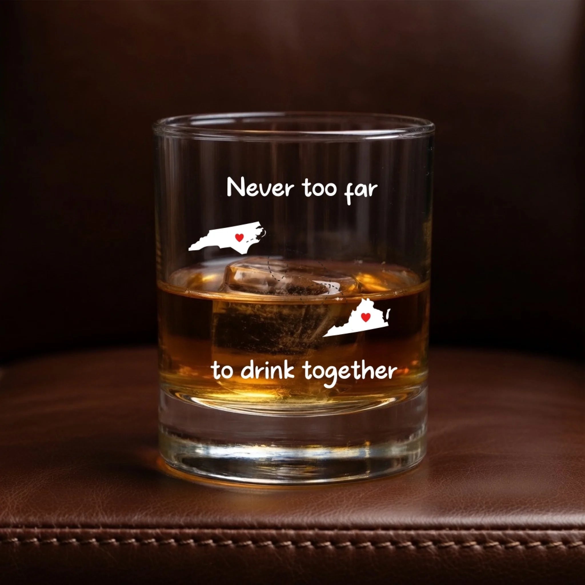 Personalized State Map Couple Design Long Distance Whiskey and Wine Glass Set wedding gift