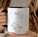 “Never Too Far to Have Coffee Together” – Personalized Name & State Mug – Long Distance Best Friend Gift – Custom Coffee Cup for Women Friendship Keepsake 1141737 - DiyGiftly