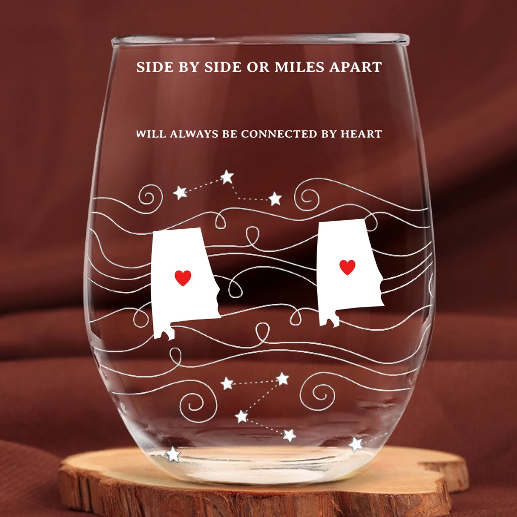 Multi State Stemless Wine Glass long distance gift