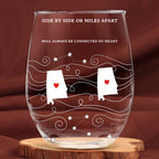 Multi State Stemless Wine Glass long distance gift