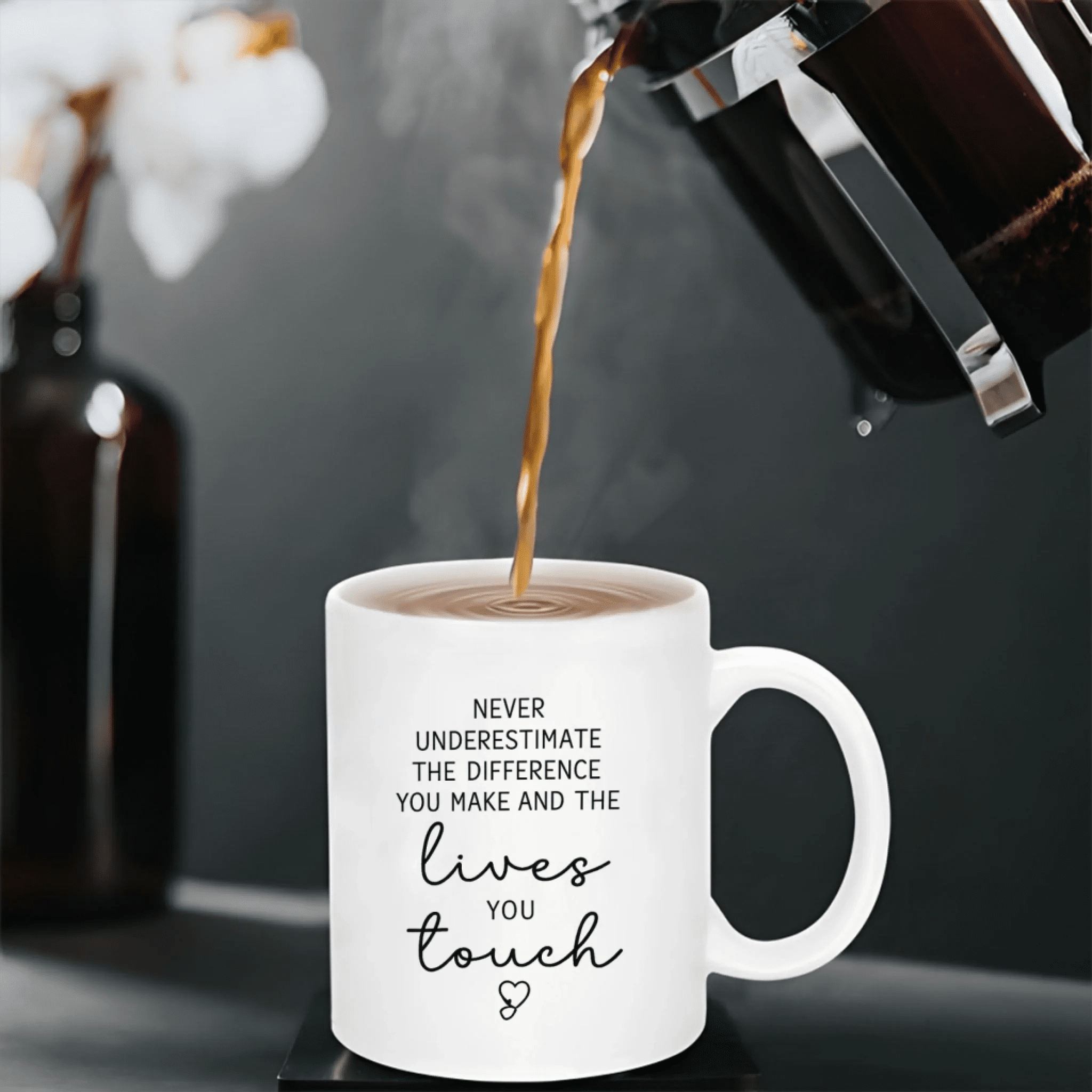 “Never Underestimate the Difference You Make” – Personalized RN Nurse Coffee Mug – Custom Name Minimalist Typography Design – Nurse Appreciation Gift, Thank You Gift for Nurse 1149210 - DiyGiftly