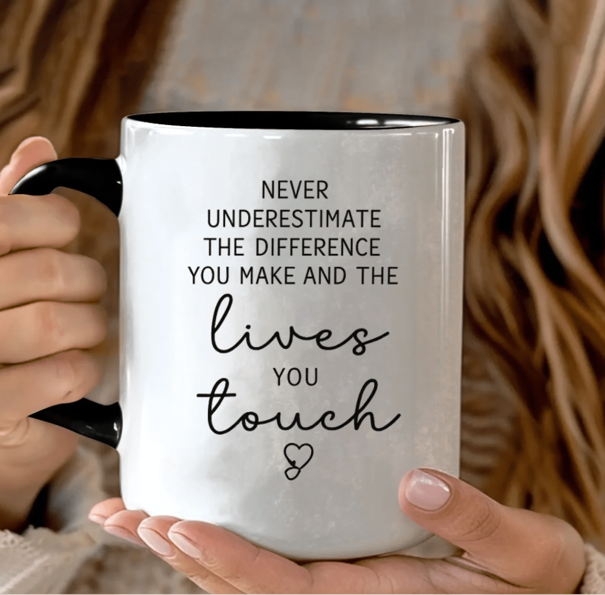 “Never Underestimate the Difference You Make” – Personalized RN Nurse Coffee Mug – Custom Name Minimalist Typography Design – Nurse Appreciation Gift, Thank You Gift for Nurse 1149210 - DiyGiftly