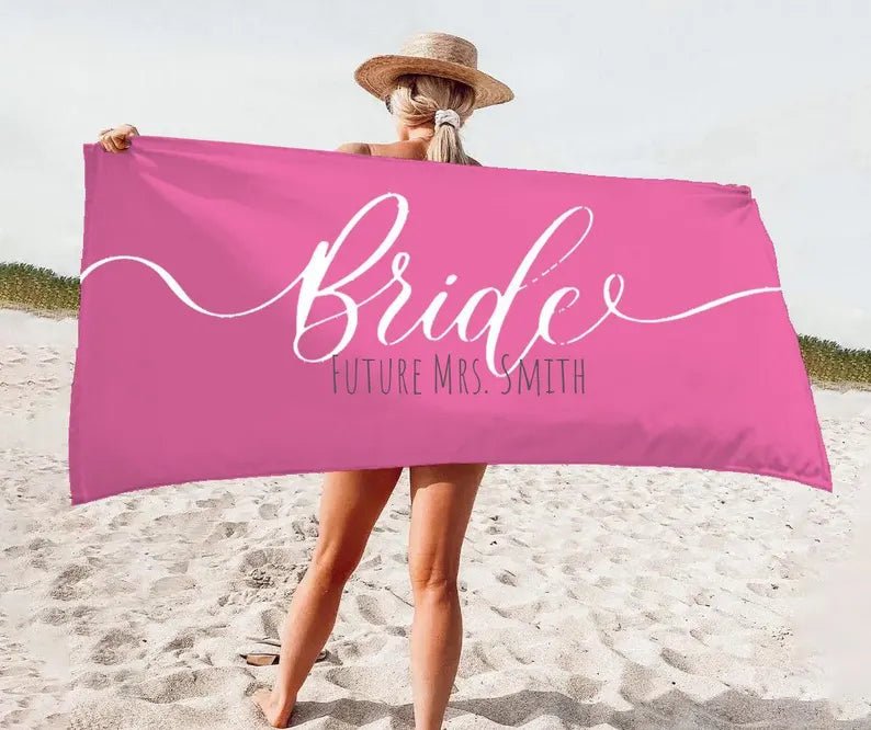 NEW Style - Gold Bride, Mr or Mrs Beach Personalized Beach Towels, Honeymoon Gift, His and Hers Newlywed Gift, Personalized Wedding Gift 55902208 - DiyGiftly