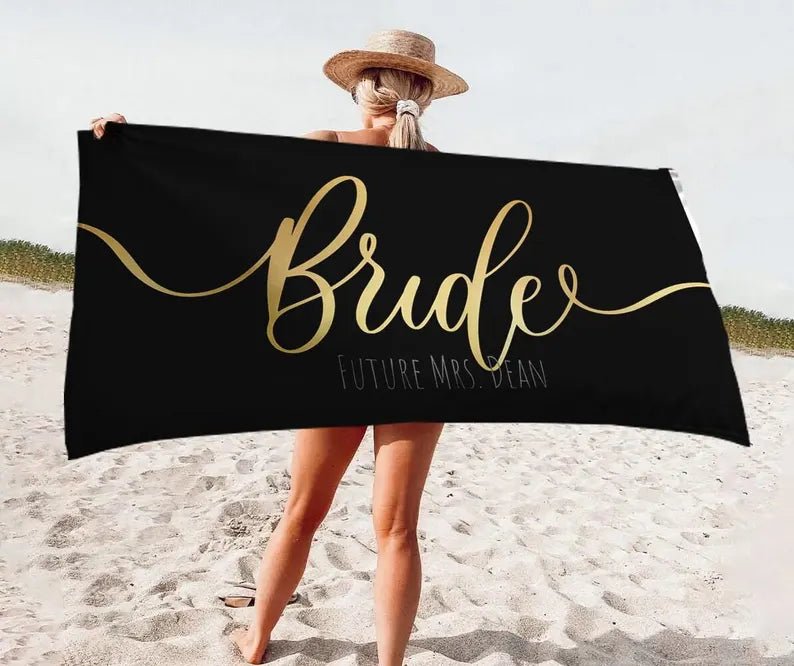 NEW Style - Gold Bride, Mr or Mrs Beach Personalized Beach Towels, Honeymoon Gift, His and Hers Newlywed Gift, Personalized Wedding Gift 55902208 - DiyGiftly