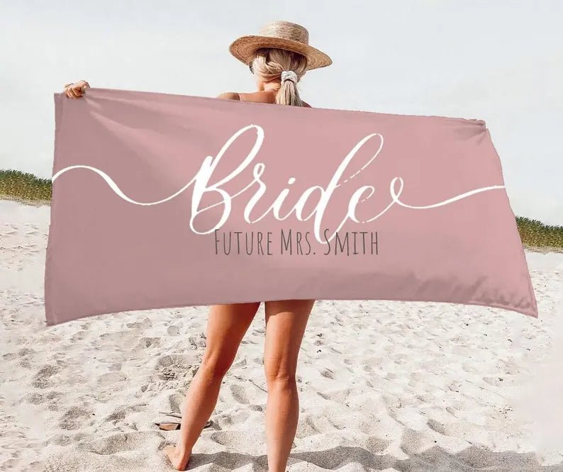 NEW Style - Gold Bride, Mr or Mrs Beach Personalized Beach Towels, Honeymoon Gift, His and Hers Newlywed Gift, Personalized Wedding Gift 55902208 - DiyGiftly
