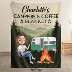 New Version Campfire and Coffee Personalized Blanket – Cozy, Customizable Throw for Outdoor Adventures, Camping, Picnics, or Relaxing by the Fire21650176 - DiyGiftly