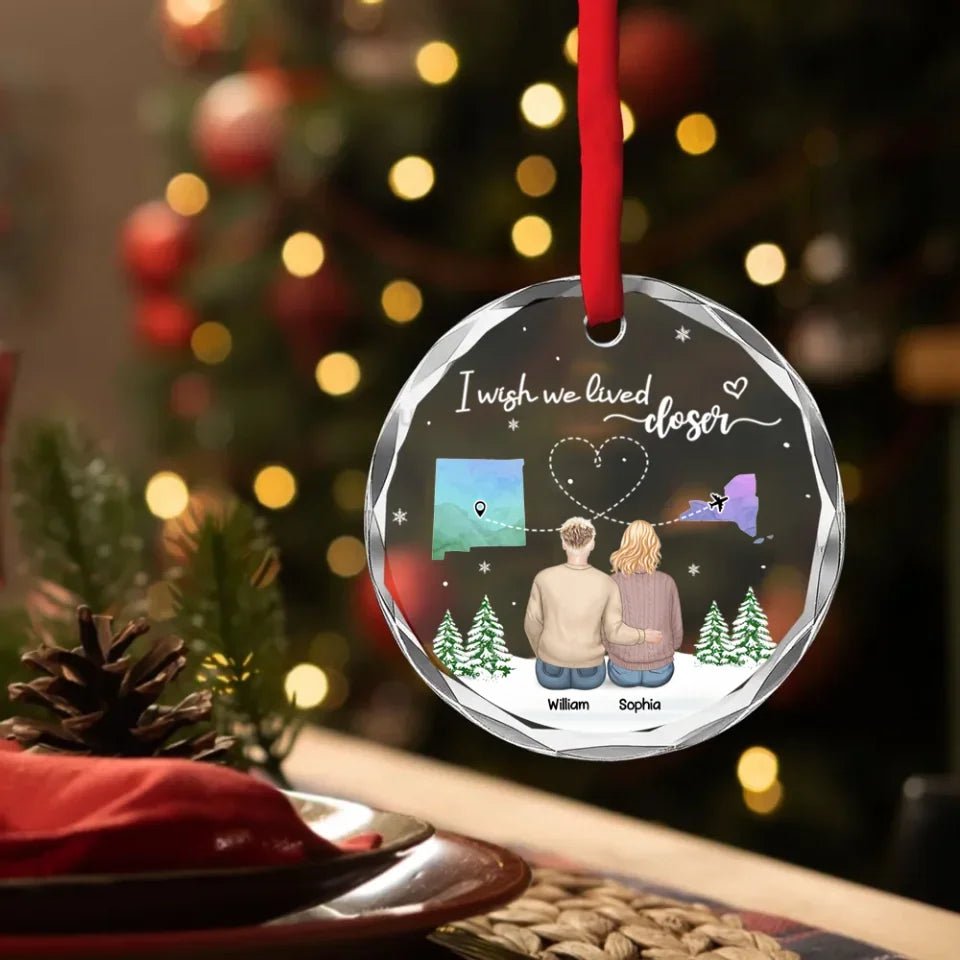 No Distance Between Friends - Personalized Custom Glass Ornament 719880 - DiyGiftly