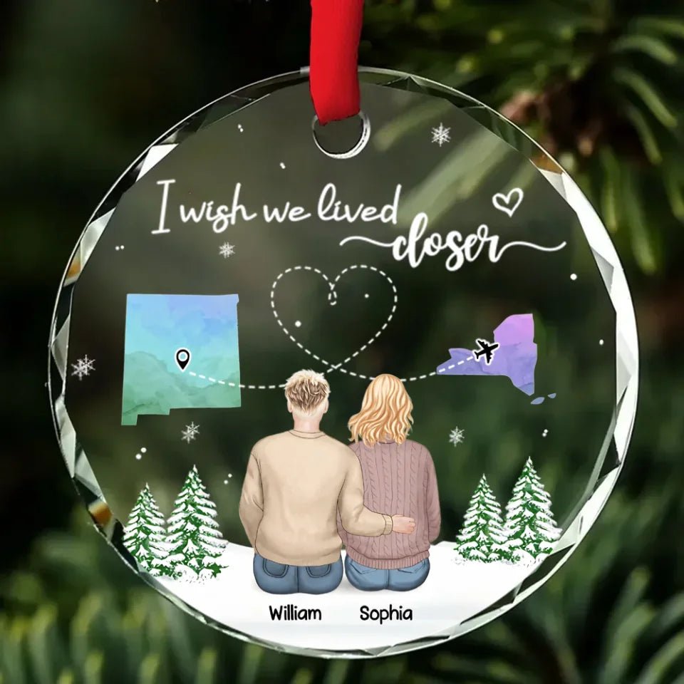 No Distance Between Friends - Personalized Custom Glass Ornament 719880 - DiyGiftly