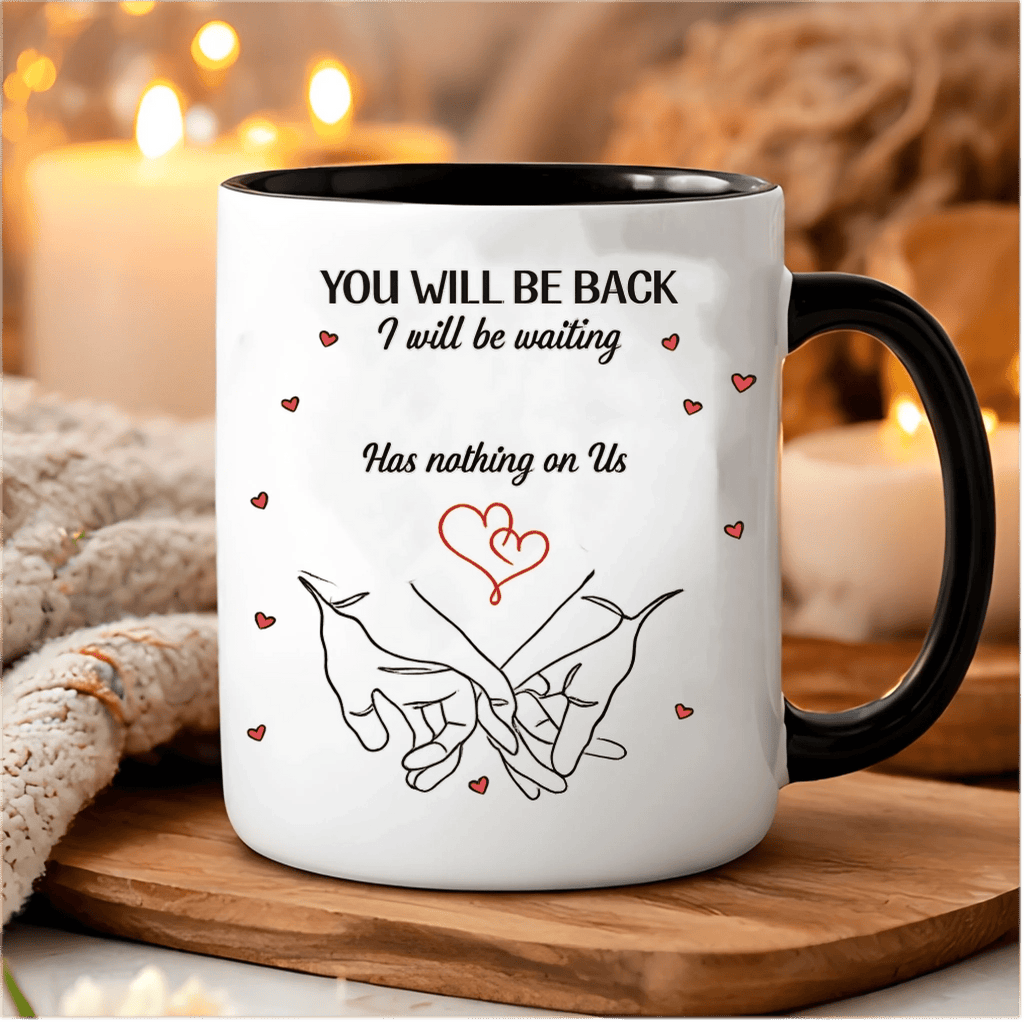 “No Distance Is Too Far For Us” Couple Mug – Personalized Name 3D Inflated Effect Printed Cup – Long Distance Relationship Anniversary Gift for Husband Wife 1136319 - DiyGiftly