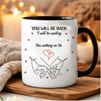 “No Distance Is Too Far For Us” Couple Mug – Personalized Name 3D Inflated Effect Printed Cup – Long Distance Relationship Anniversary Gift for Husband Wife 1136319 - DiyGiftly
