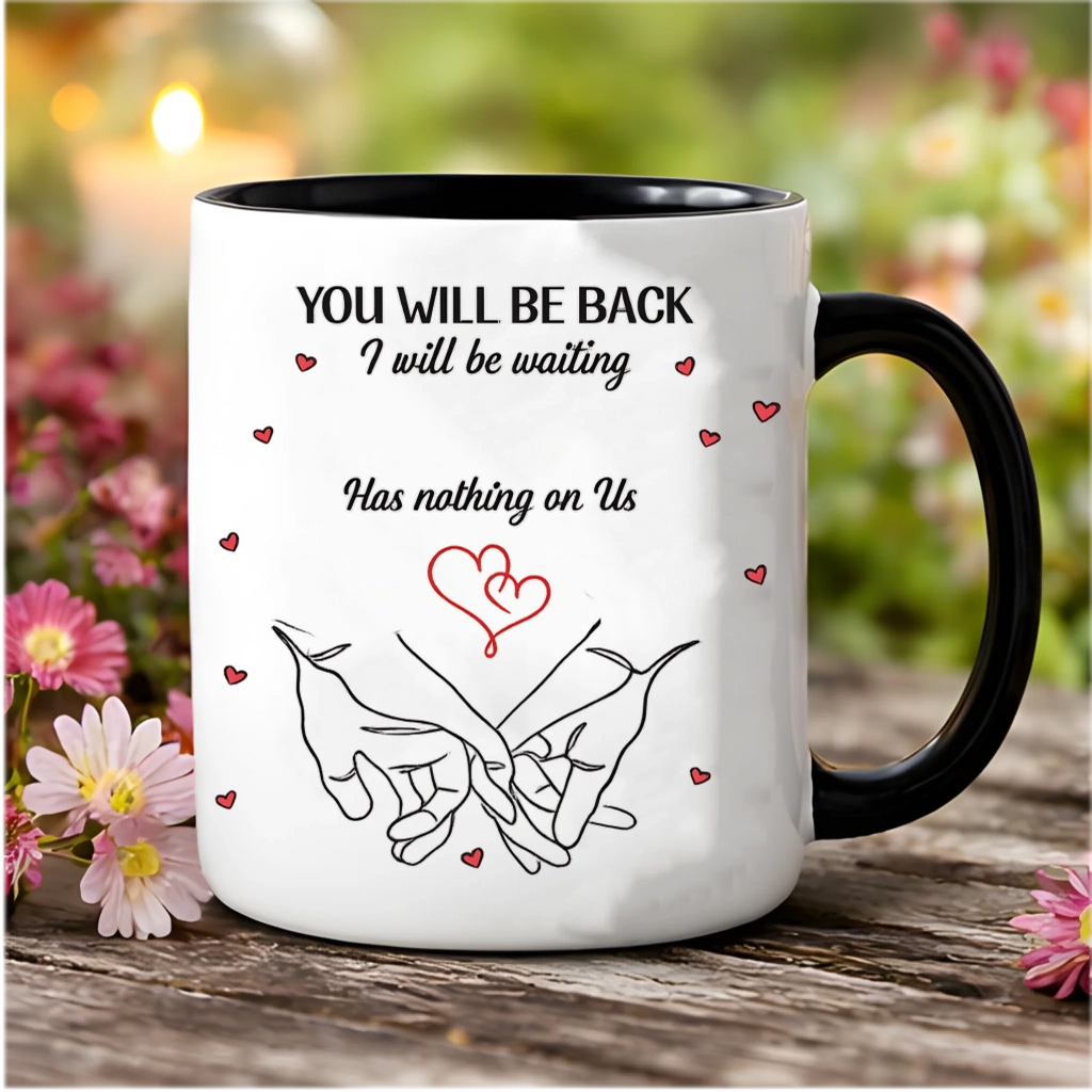 “No Distance Is Too Far For Us” Couple Mug – Personalized Name 3D Inflated Effect Printed Cup – Long Distance Relationship Anniversary Gift for Husband Wife 1136319 - DiyGiftly