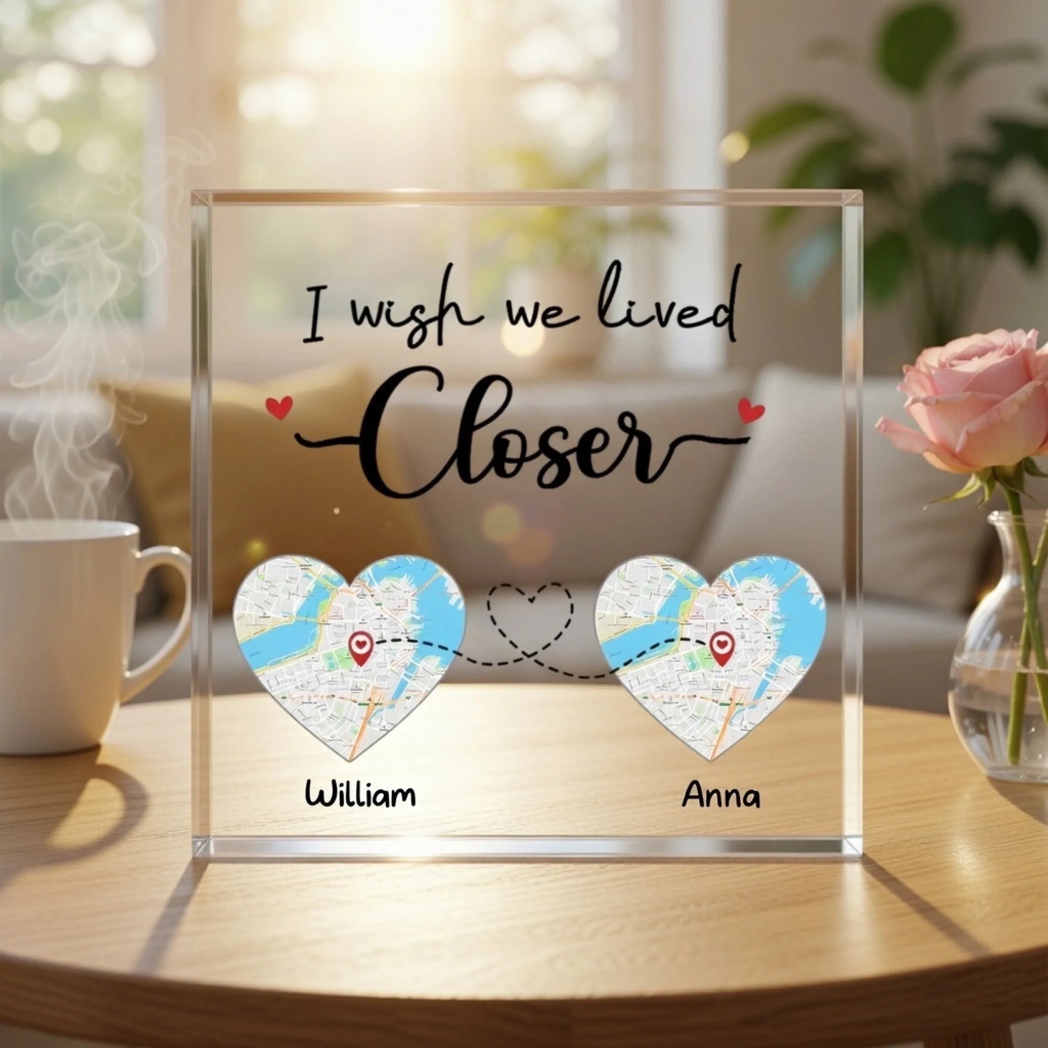 “No Friendship Is an Accident” – Best Friend Map Acrylic Plaque – Personalized Location Map Square Acrylic Keepsake, Long Distance Friendship Gift for BFF Sisters　1138311 - DiyGiftly