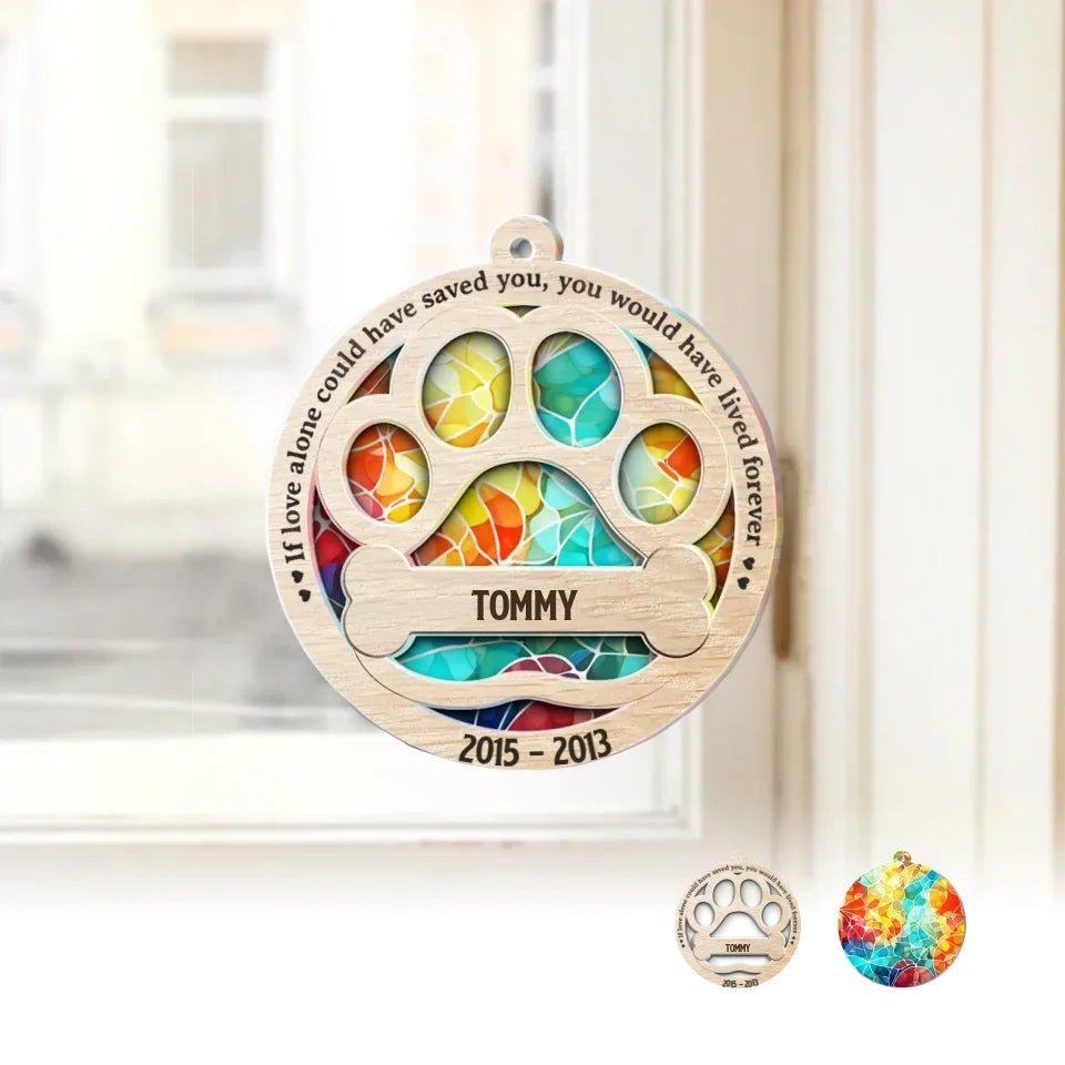 personalized design loss of dog gift suncatcher ornament window hanging keepsake close detail