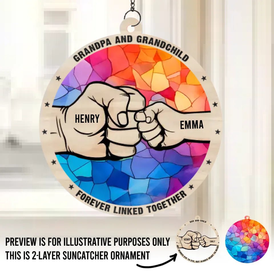 Not Always Eye To Eye, But Always Heart To Heart - Family Personalized Window Hanging Suncatcher - Father's Day, Gift For Dad, Grandpa 670552 - DiyGiftly
