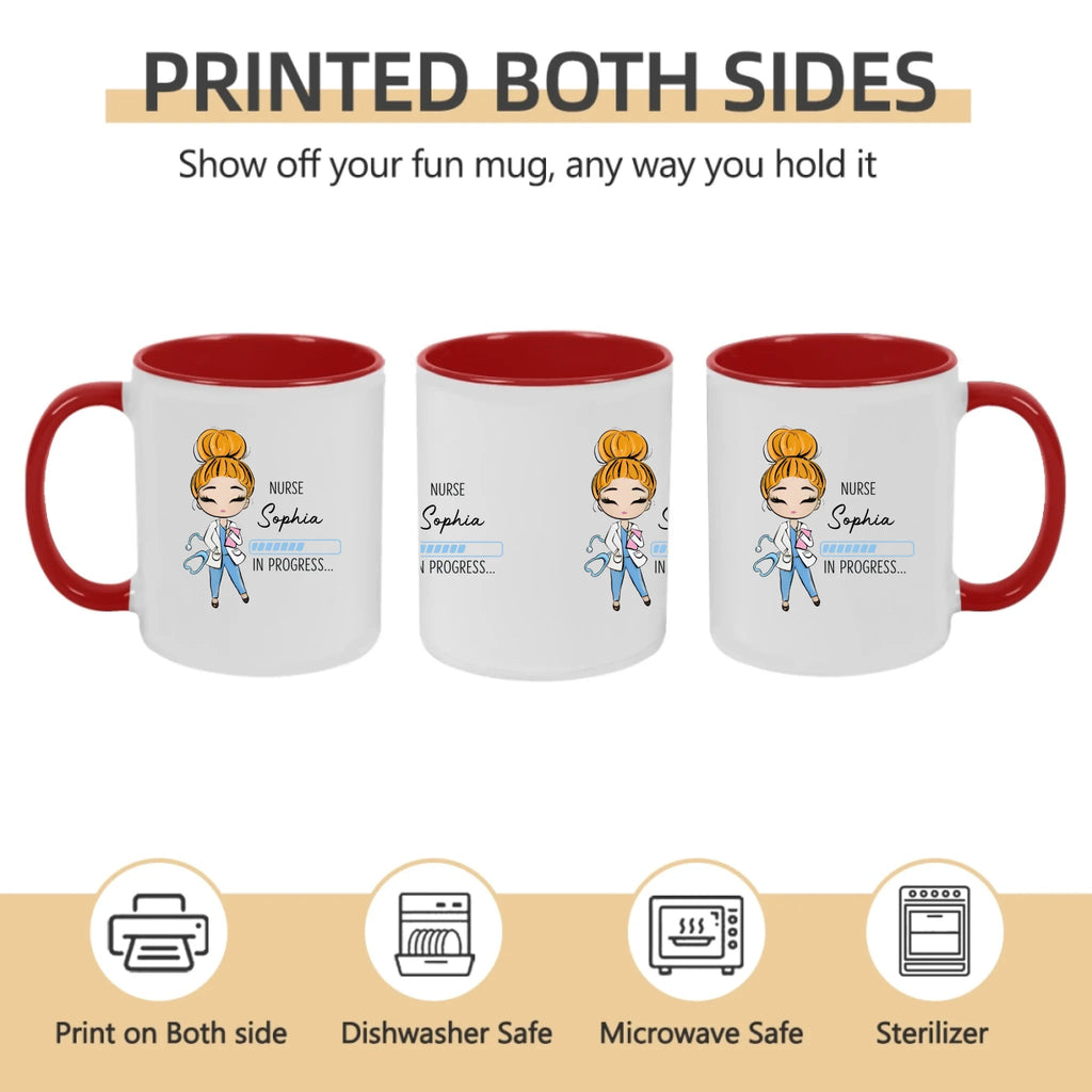 “Nurse in Progress” – Personalized Future Nurse Coffee Mug – Custom Name Cute Nurse Girl Loading Design – Funny Nursing Student Gift, Graduation Gift for Nursing Student 1149381 - DiyGiftly