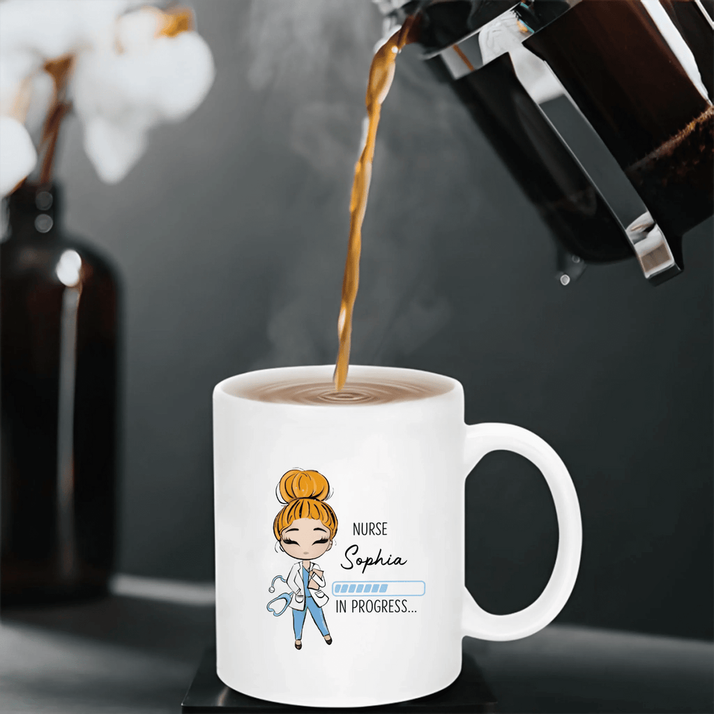 “Nurse in Progress” – Personalized Future Nurse Coffee Mug – Custom Name Cute Nurse Girl Loading Design – Funny Nursing Student Gift, Graduation Gift for Nursing Student 1149381 - DiyGiftly