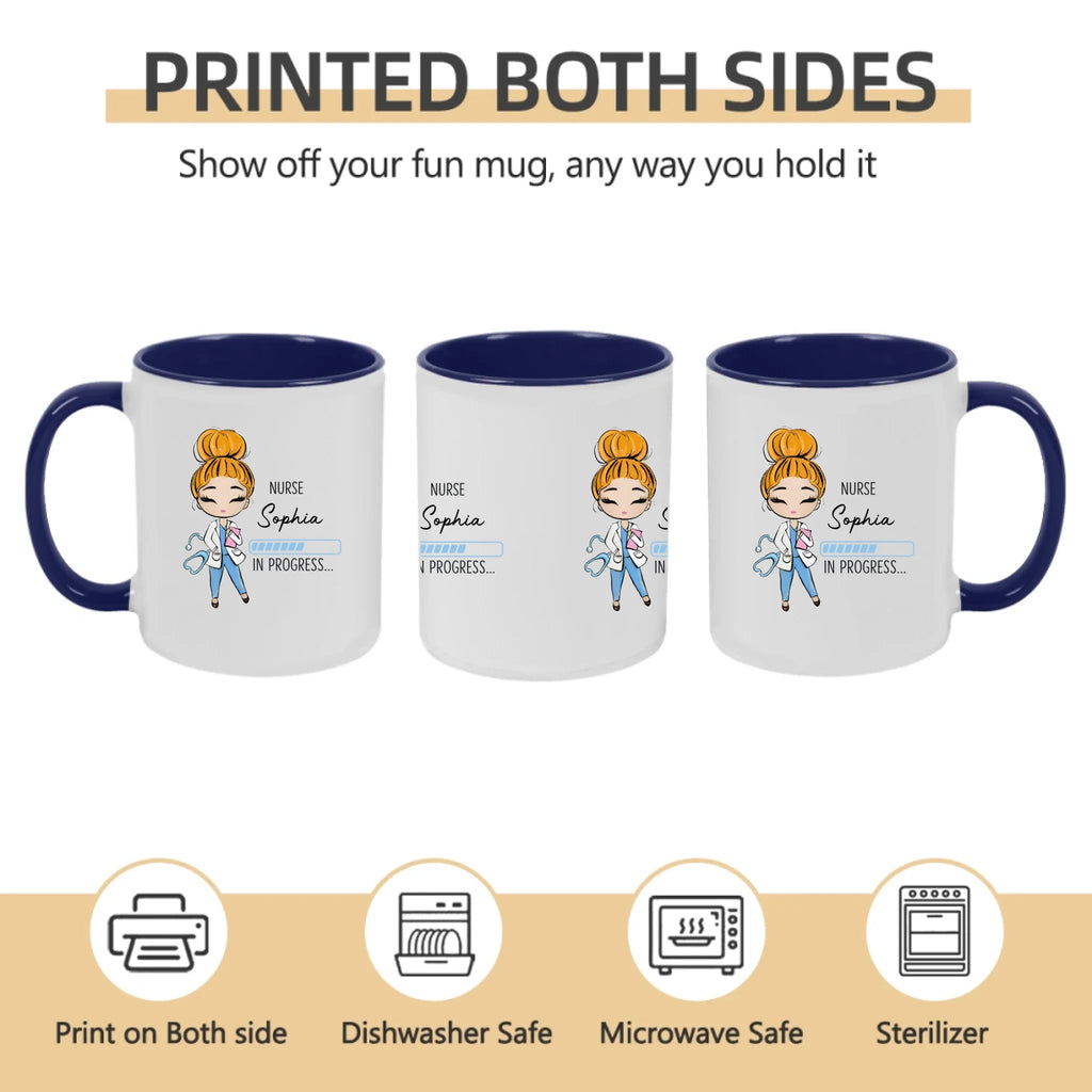 “Nurse in Progress” – Personalized Future Nurse Coffee Mug – Custom Name Cute Nurse Girl Loading Design – Funny Nursing Student Gift, Graduation Gift for Nursing Student 1149381 - DiyGiftly