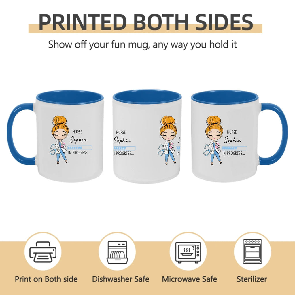 “Nurse in Progress” – Personalized Future Nurse Coffee Mug – Custom Name Cute Nurse Girl Loading Design – Funny Nursing Student Gift, Graduation Gift for Nursing Student 1149381 - DiyGiftly