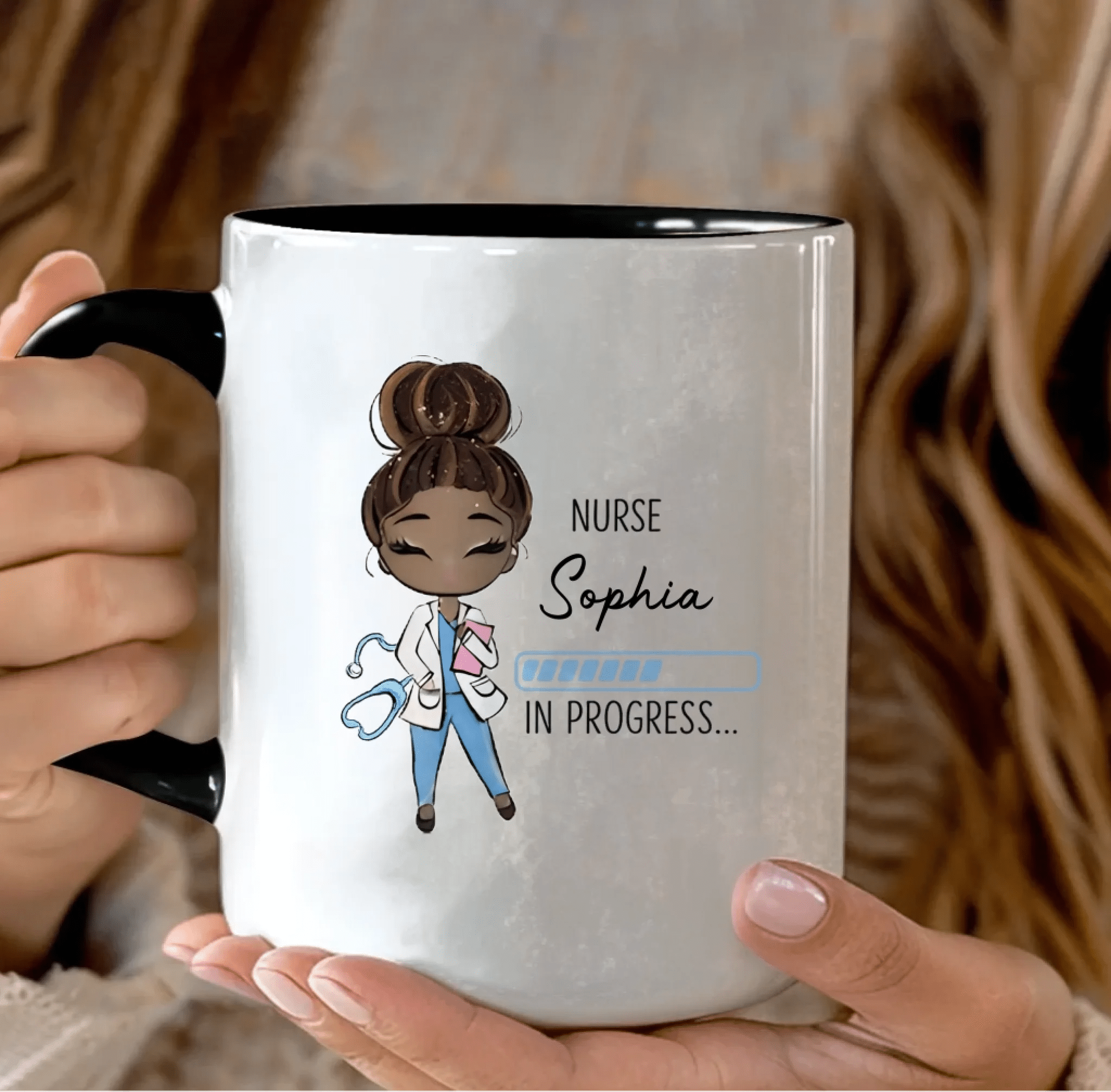 “Nurse in Progress” – Personalized Future Nurse Coffee Mug – Custom Name Cute Nurse Girl Loading Design – Funny Nursing Student Gift, Graduation Gift for Nursing Student 1149381 - DiyGiftly