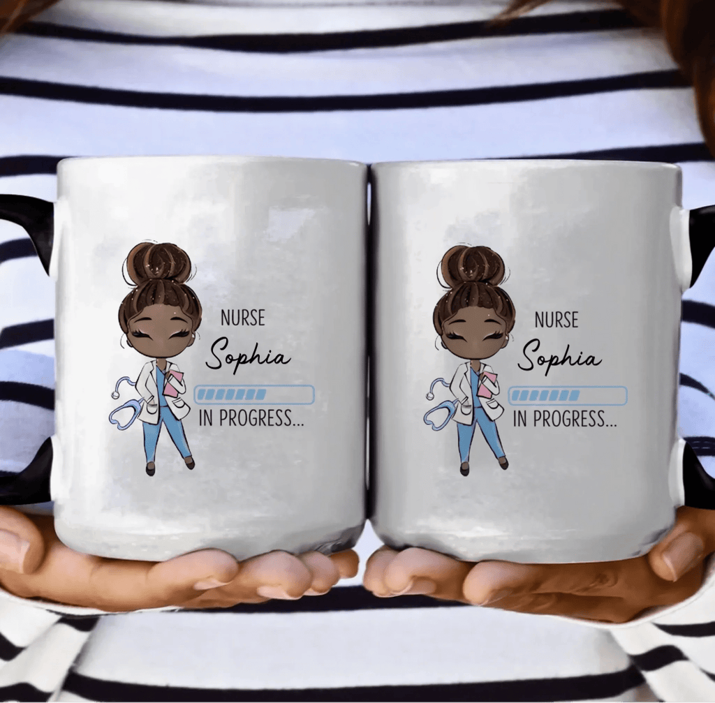 “Nurse in Progress” – Personalized Future Nurse Coffee Mug – Custom Name Cute Nurse Girl Loading Design – Funny Nursing Student Gift, Graduation Gift for Nursing Student 1149381 - DiyGiftly