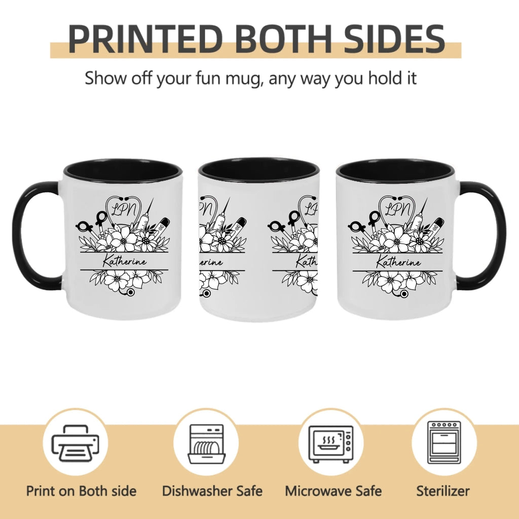 "Nurse Life Blooming" - Personalized Floral Travel Mug with Custom Initials & Name – Perfect Gift for Nurses, Nursing Students & Healthcare Heroes 1147832 - DiyGiftly