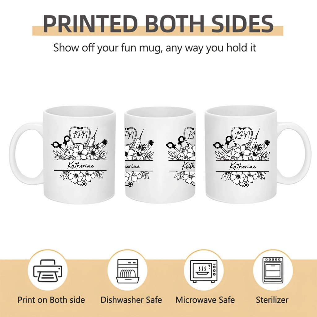 "Nurse Life Blooming" - Personalized Floral Travel Mug with Custom Initials & Name – Perfect Gift for Nurses, Nursing Students & Healthcare Heroes 1147832 - DiyGiftly