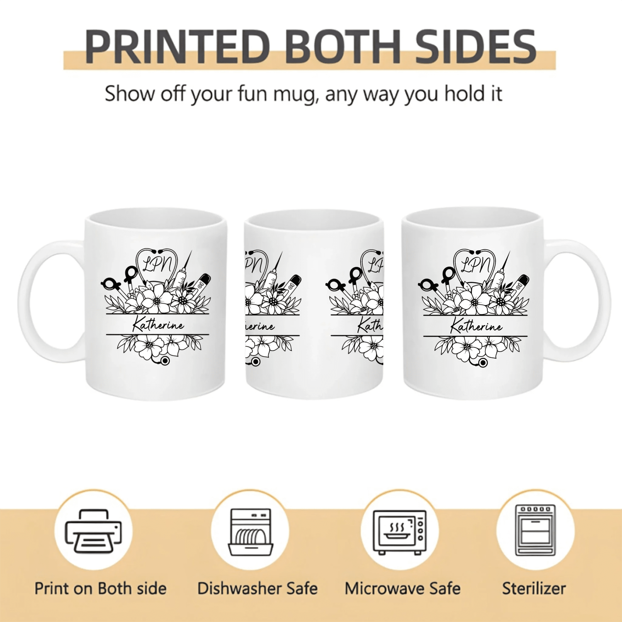 "Nurse Life Blooming" - Personalized Floral Travel Mug with Custom Initials & Name – Perfect Gift for Nurses, Nursing Students & Healthcare Heroes 1147832 - DiyGiftly