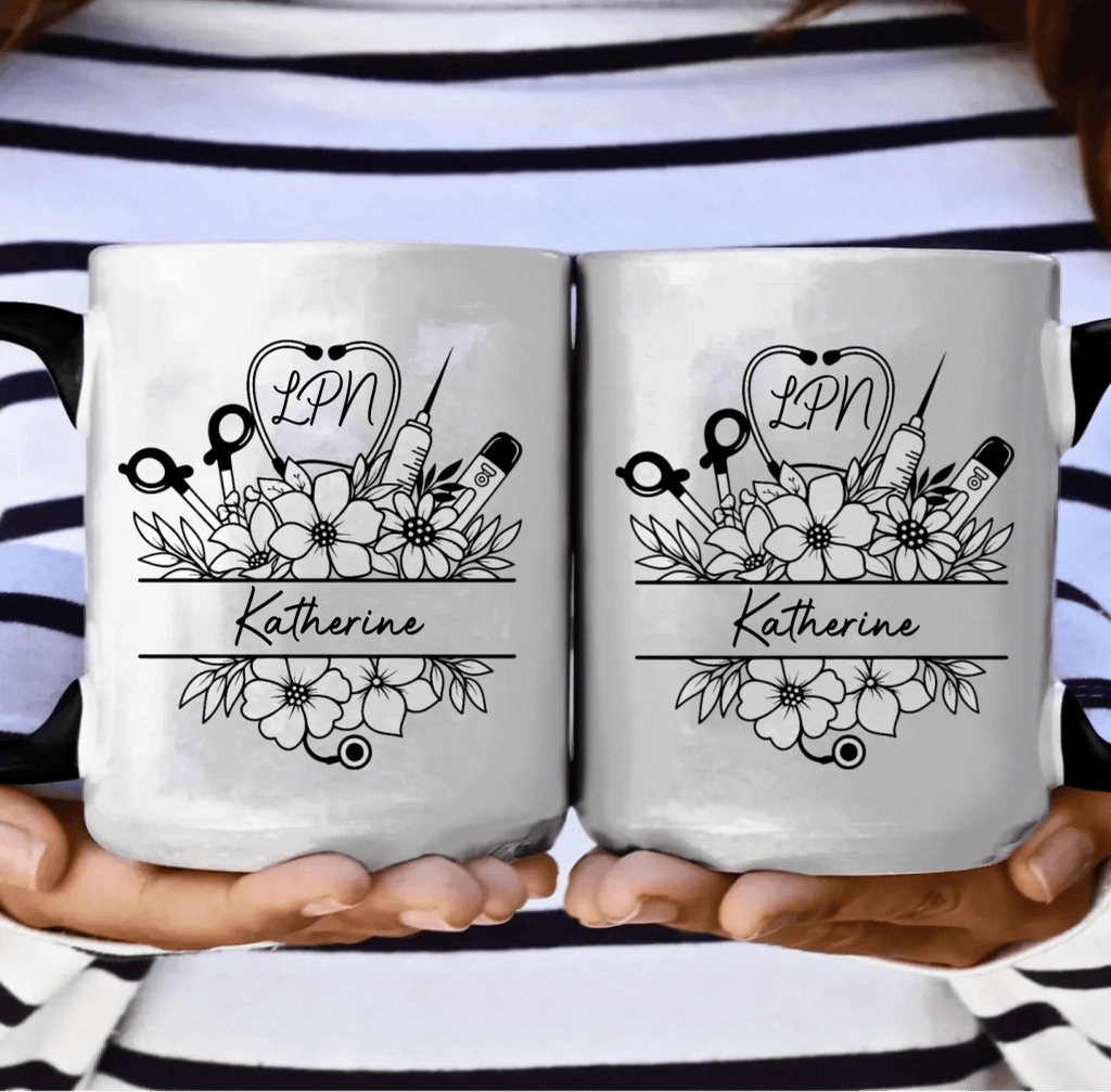 "Nurse Life Blooming" - Personalized Floral Travel Mug with Custom Initials & Name – Perfect Gift for Nurses, Nursing Students & Healthcare Heroes 1147832 - DiyGiftly