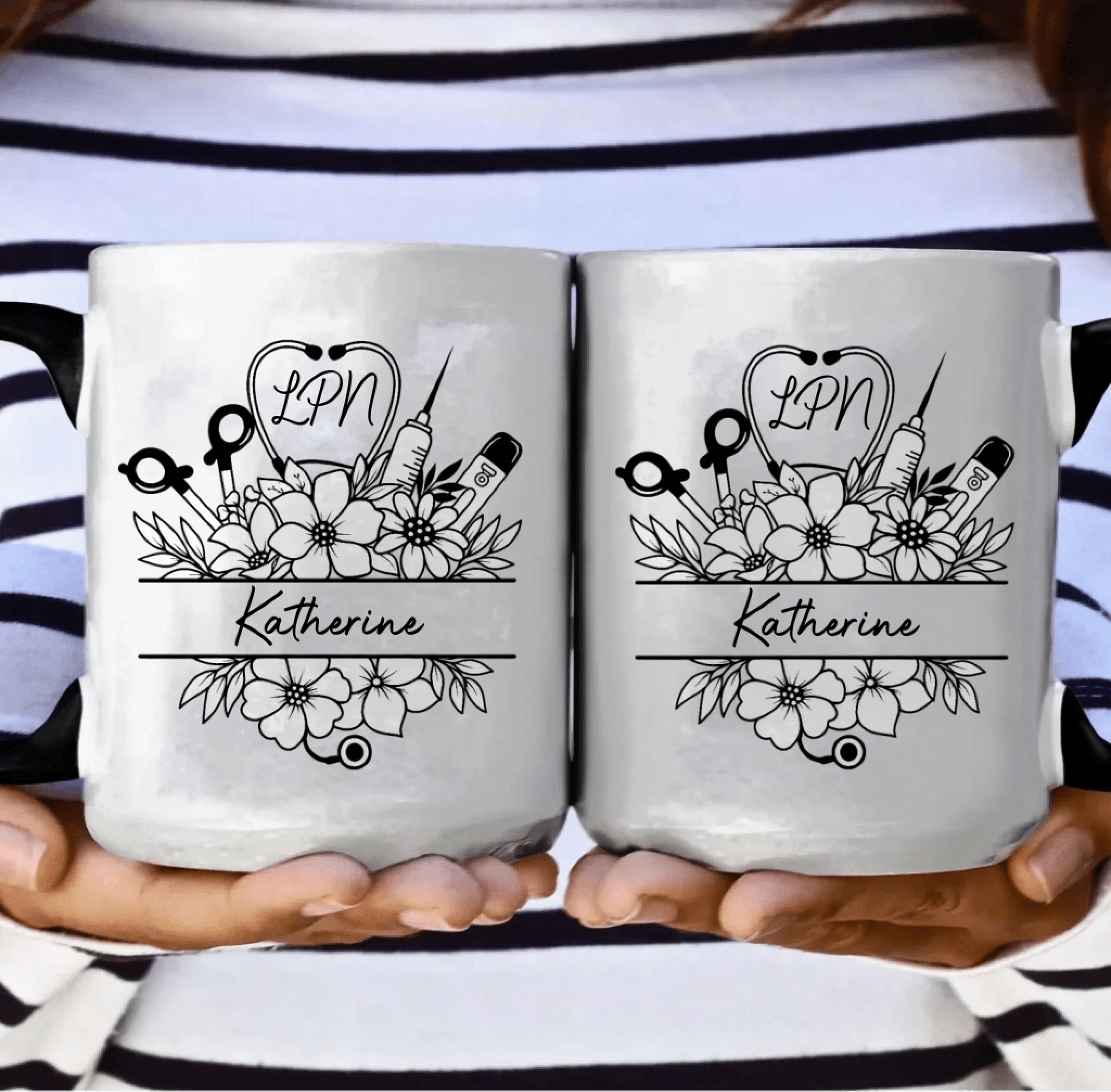 "Nurse Life Blooming" - Personalized Floral Travel Mug with Custom Initials & Name – Perfect Gift for Nurses, Nursing Students & Healthcare Heroes 1147832 - DiyGiftly