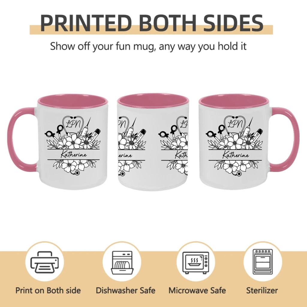"Nurse Life Blooming" - Personalized Floral Travel Mug with Custom Initials & Name – Perfect Gift for Nurses, Nursing Students & Healthcare Heroes 1147832 - DiyGiftly