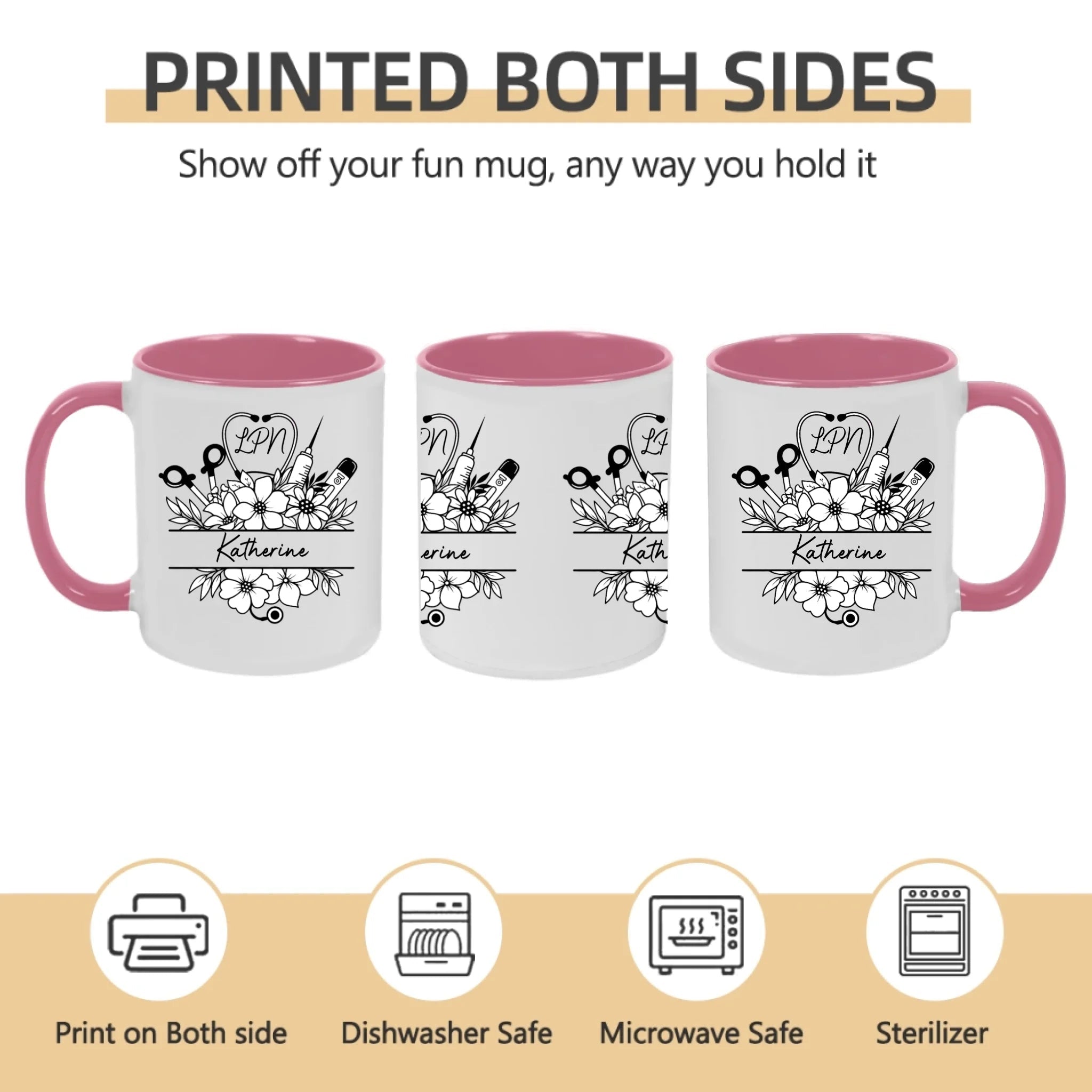 "Nurse Life Blooming" - Personalized Floral Travel Mug with Custom Initials & Name – Perfect Gift for Nurses, Nursing Students & Healthcare Heroes 1147832 - DiyGiftly