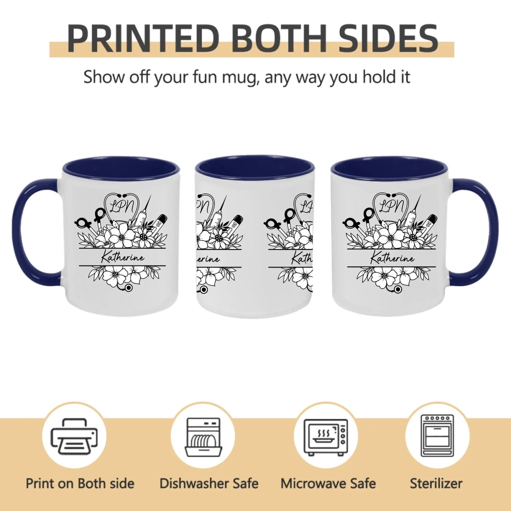 "Nurse Life Blooming" - Personalized Floral Travel Mug with Custom Initials & Name – Perfect Gift for Nurses, Nursing Students & Healthcare Heroes 1147832 - DiyGiftly