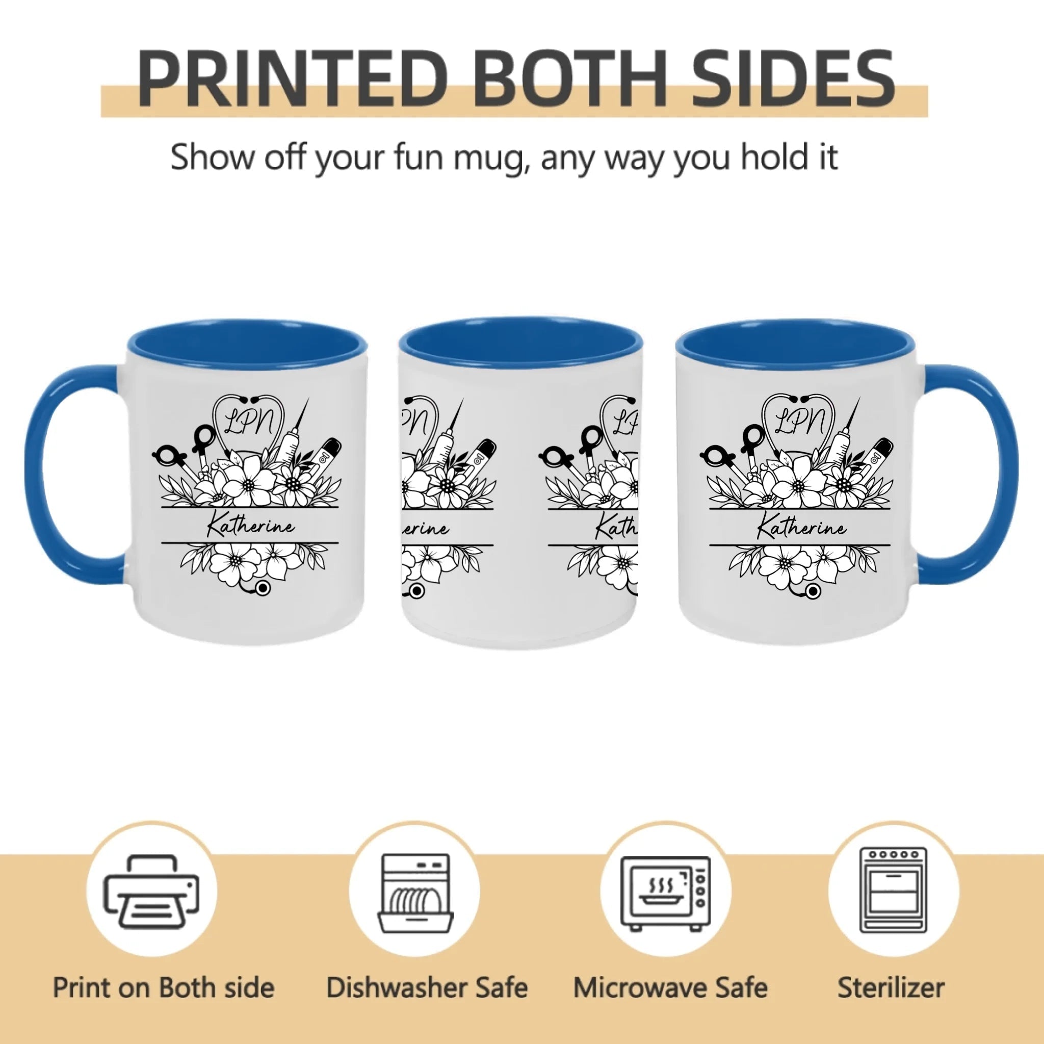 "Nurse Life Blooming" - Personalized Floral Travel Mug with Custom Initials & Name – Perfect Gift for Nurses, Nursing Students & Healthcare Heroes 1147832 - DiyGiftly