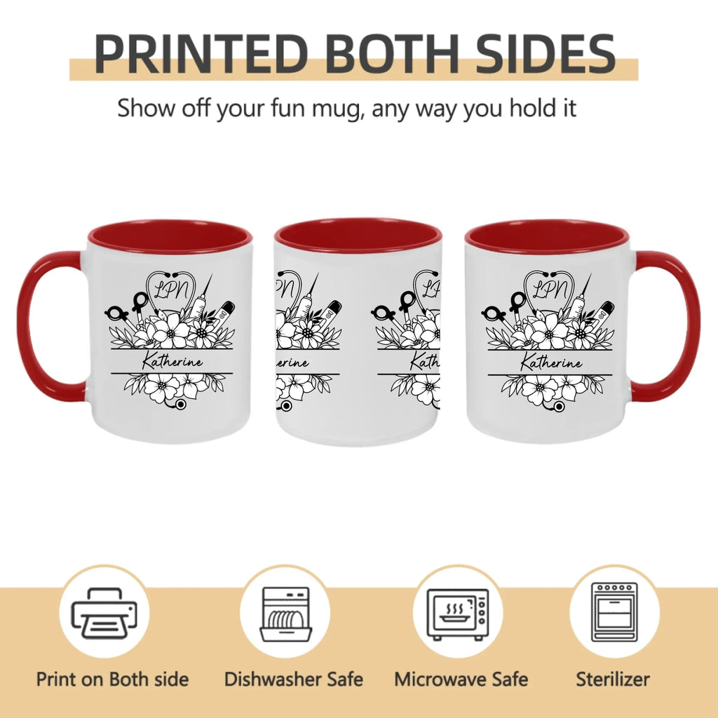 "Nurse Life Blooming" - Personalized Floral Travel Mug with Custom Initials & Name – Perfect Gift for Nurses, Nursing Students & Healthcare Heroes 1147832 - DiyGiftly