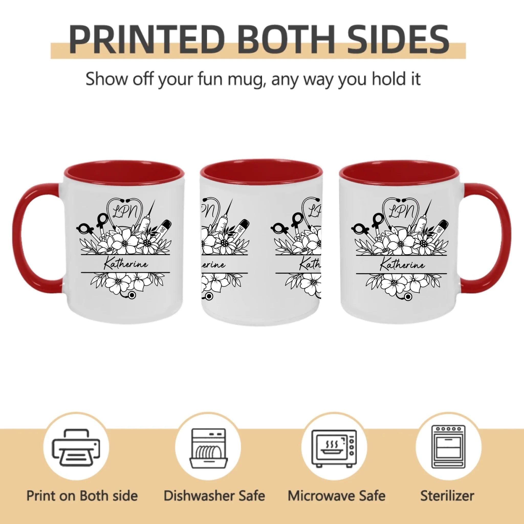 "Nurse Life Blooming" - Personalized Floral Travel Mug with Custom Initials & Name – Perfect Gift for Nurses, Nursing Students & Healthcare Heroes 1147832 - DiyGiftly