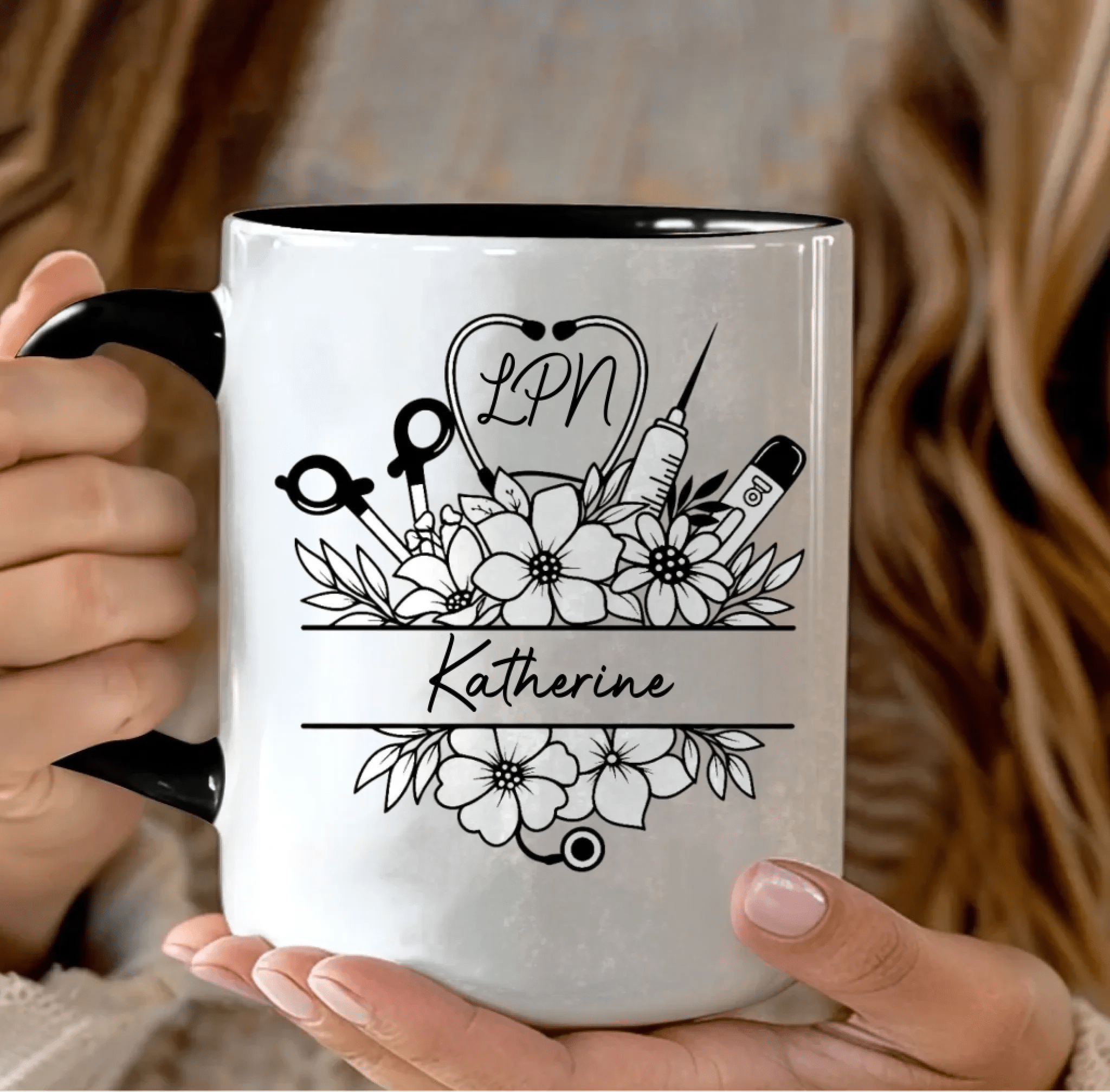"Nurse Life Blooming" - Personalized Floral Travel Mug with Custom Initials & Name – Perfect Gift for Nurses, Nursing Students & Healthcare Heroes 1147832 - DiyGiftly