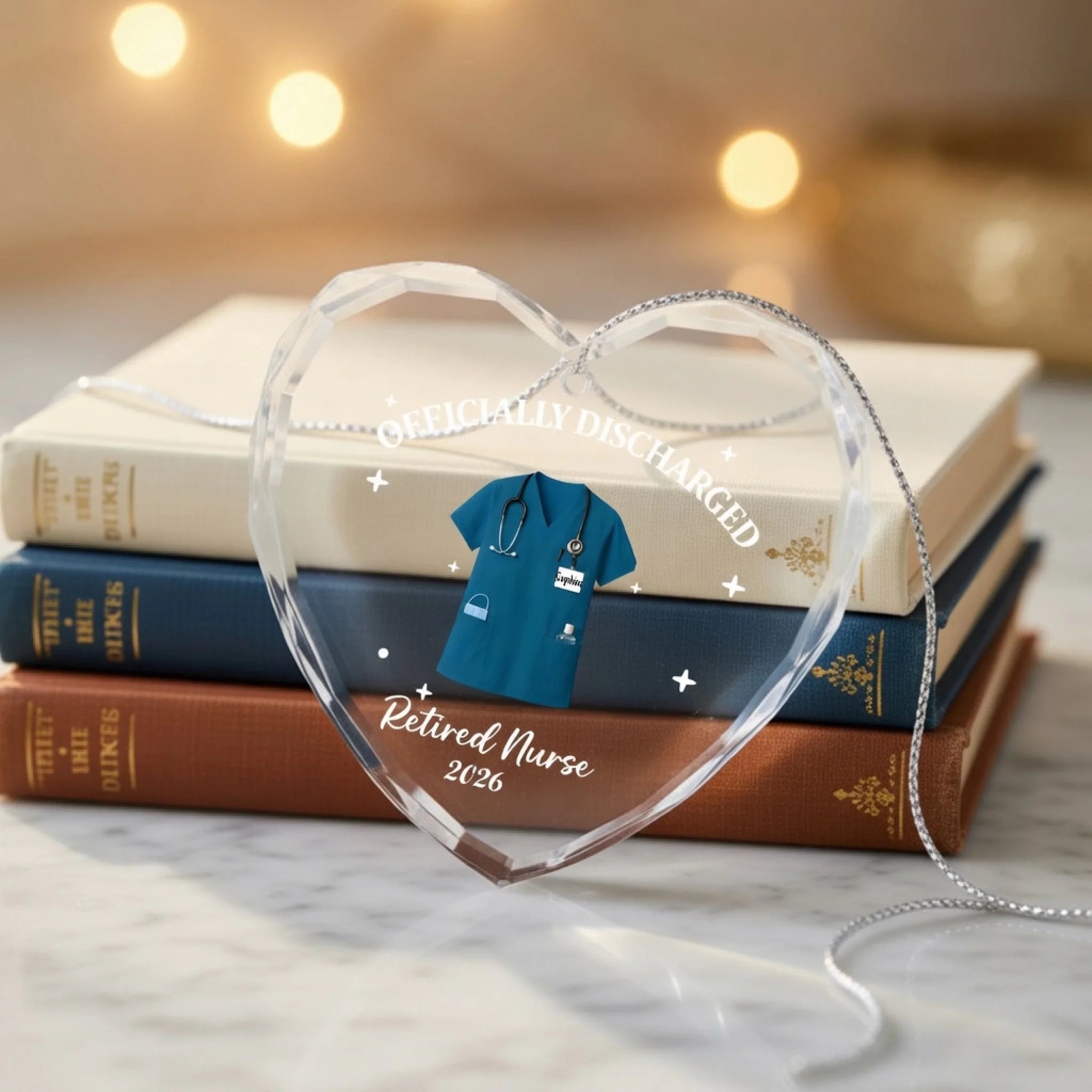 "Officially Discharged" – Personalized Retired Nurse Heart Acrylic Ornament – Custom Name Keepsake with Hanging Ribbon, Retirement Gift for RN 1149495 - DiyGiftly