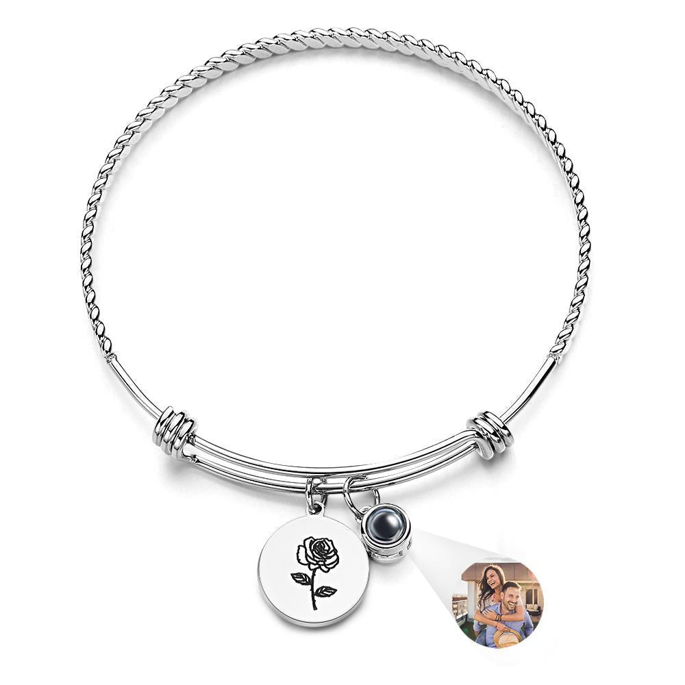 gifts for wife One Bracelet, A Thousand Feelings - Birth Flower Projection Bracelet, Custom Hidden Photo Jewelry, Romantic Ke