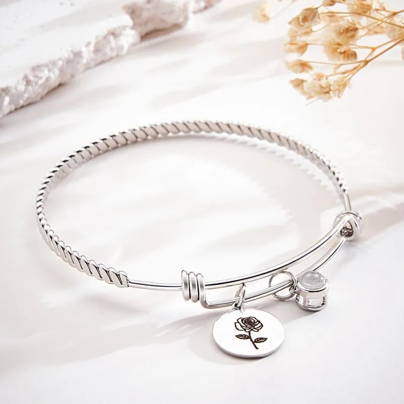 gifts for wife One Bracelet, A Thousand Feelings - Birth Flower Projection Bracelet, Custom Hidden Photo Jewelry, Romantic Ke