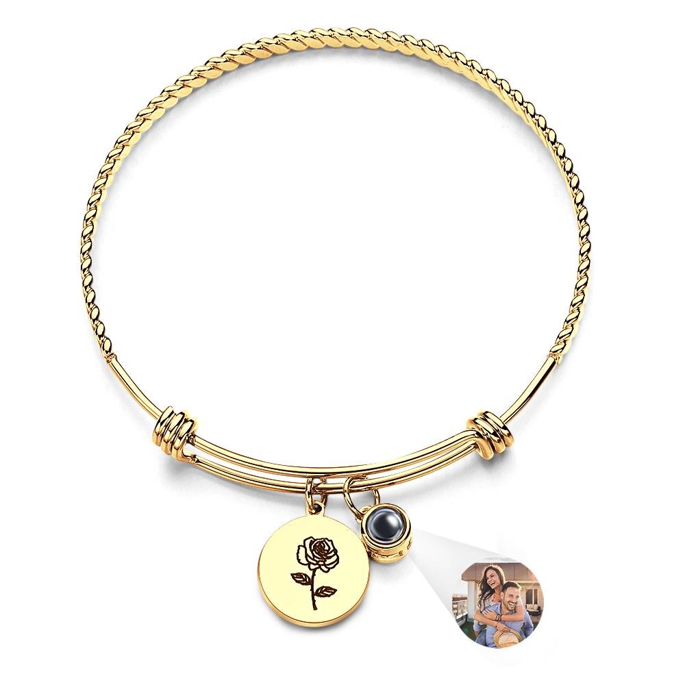 gifts for wife One Bracelet, A Thousand Feelings - Birth Flower Projection Bracelet, Custom Hidden Photo Jewelry, Romantic Ke